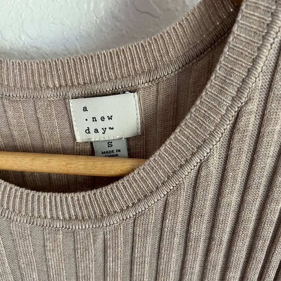 Cream Ribbed Sweater Dress - Picture 2 of 7